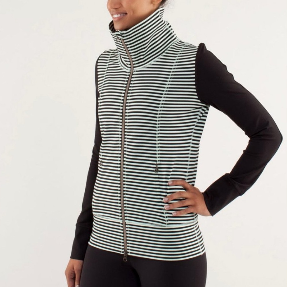 Lululemon Daily Yoga Jacket Classic Stripe Mint Moment Black/Black 2